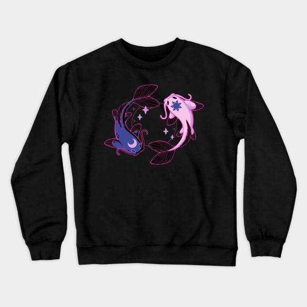 Moon and Sun Koi Crewneck Sweatshirt by xMorfina